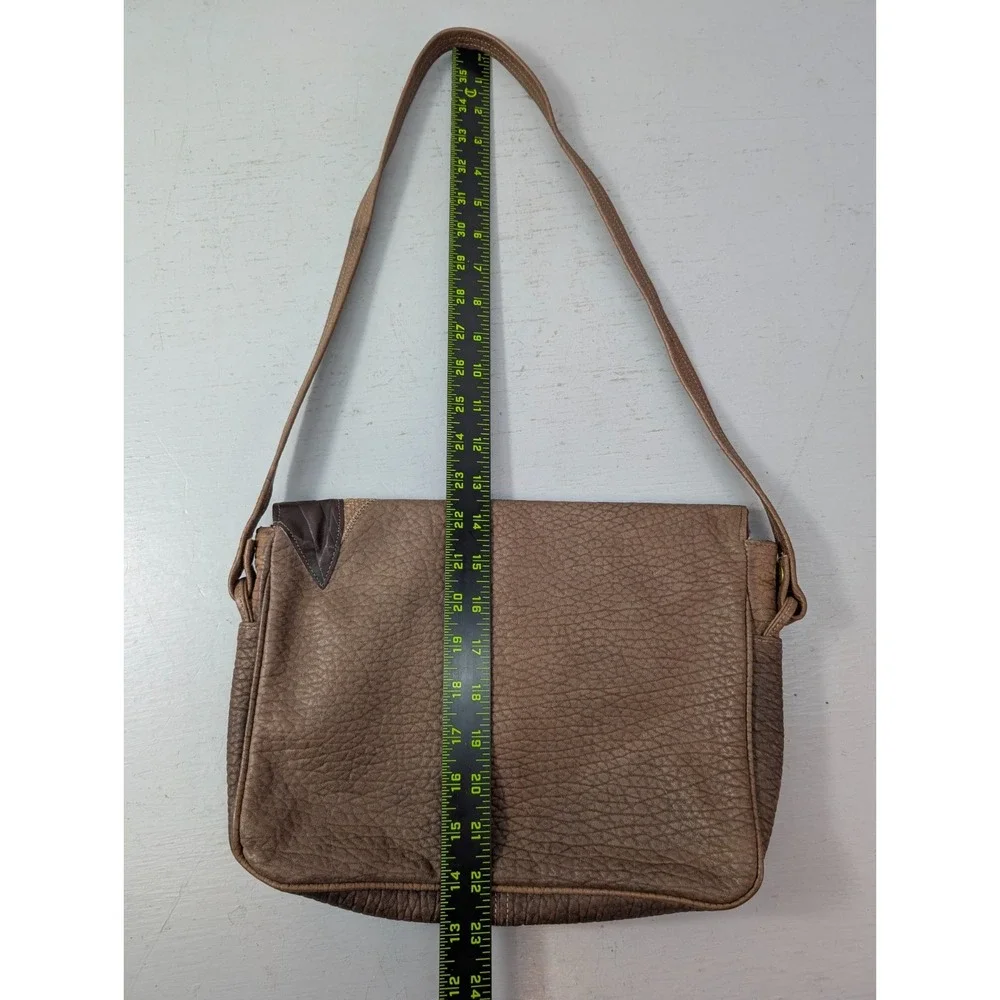 Vintage Brown‎ Purse Leather Bag Patchwork Stitched Retro 90s Size 23